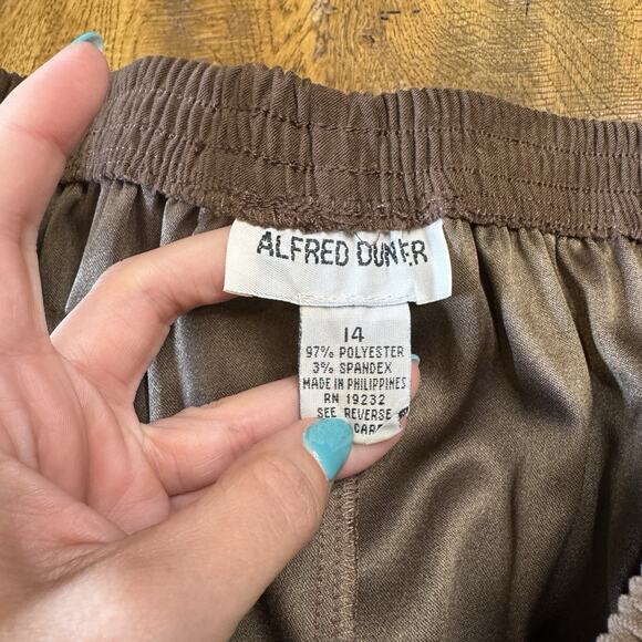 Alfred Dunner Pull On Trouser Pants Womens 14 Relaxed Taper Elastic Waist Brown - Picture 2 of 6